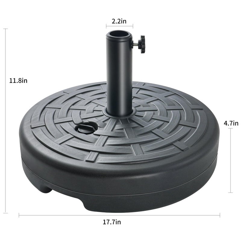 FLAME&SHADE Patio Umbrella Base Stand - 60 lbs 17.7" Fillable Outdoor Umbrella Base, Water Filled Heavy Duty Base for Table Market Umbrella Holder, Garden, Backyard, Pool, Beach(Black) - Image 2